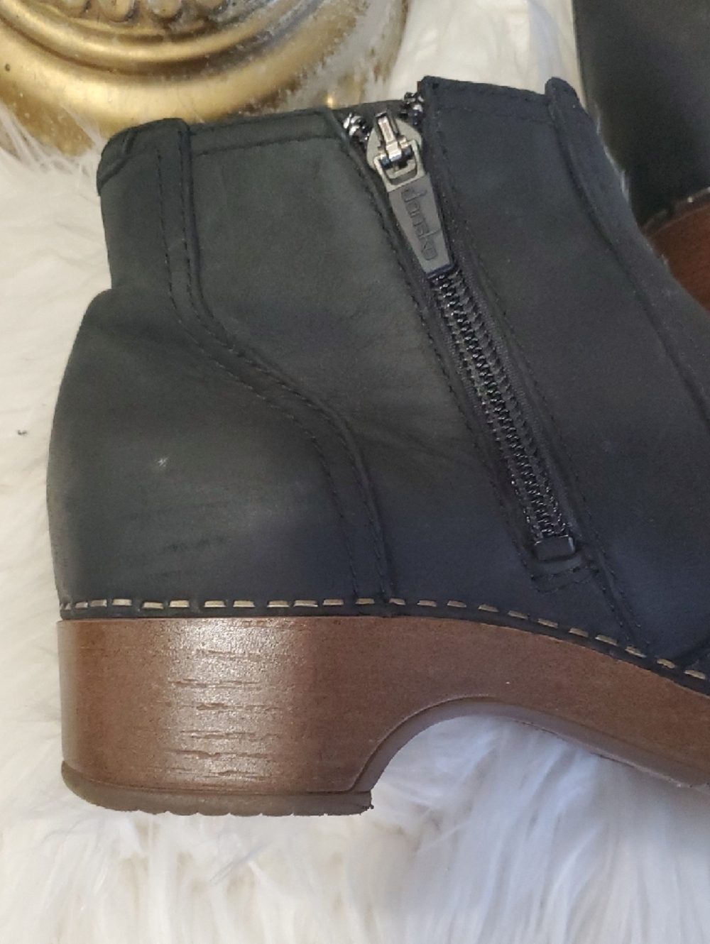 Dansko Black Leather Ankle Booties with Side Zip Closure - Picture 10 of 16